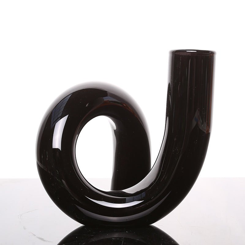 Bougeoir Vase en Verre Incurvé Danish Pastel Noir  