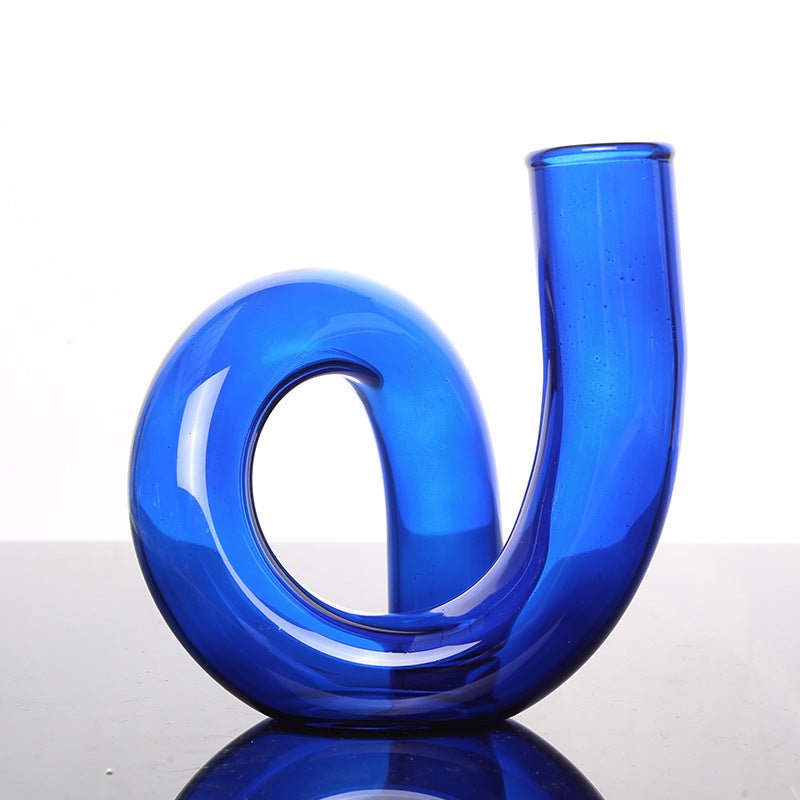Bougeoir Vase en Verre Incurvé Danish Pastel Bleu  