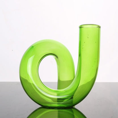 Bougeoir Vase en Verre Incurvé Danish Pastel Vert  