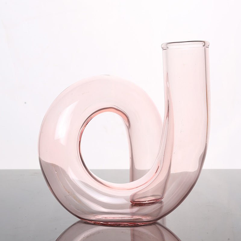 Bougeoir Vase en Verre Incurvé Danish Pastel Rose  