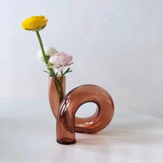 Bougeoir Vase en Verre Incurvé Danish Pastel   
